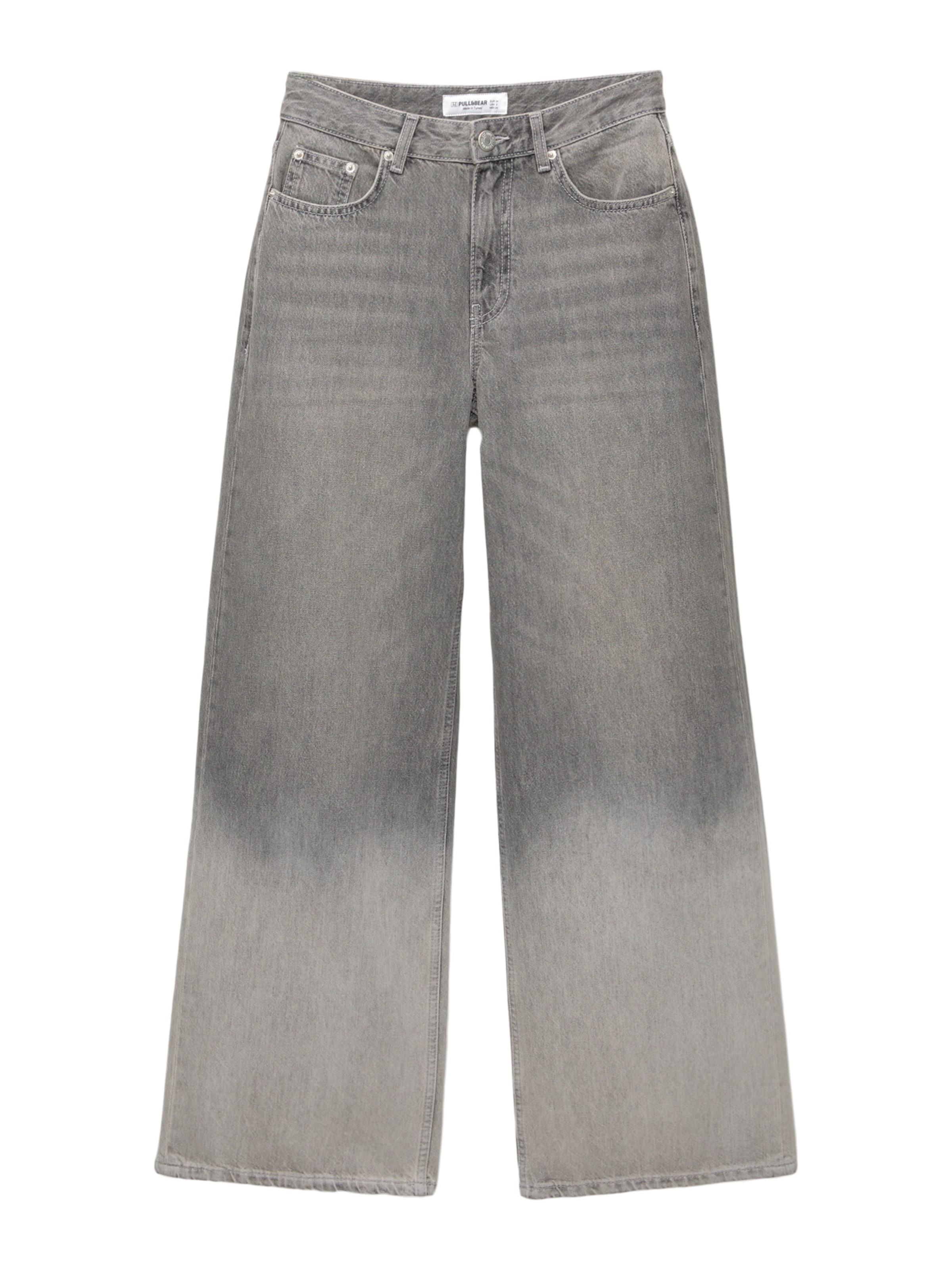 Pull&Bear Wide leg Jeans i grå: framsida