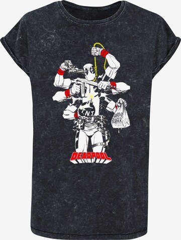 ABSOLUTE CULT Shirt 'Deadpool - Multitasking' in Zwart: voorkant