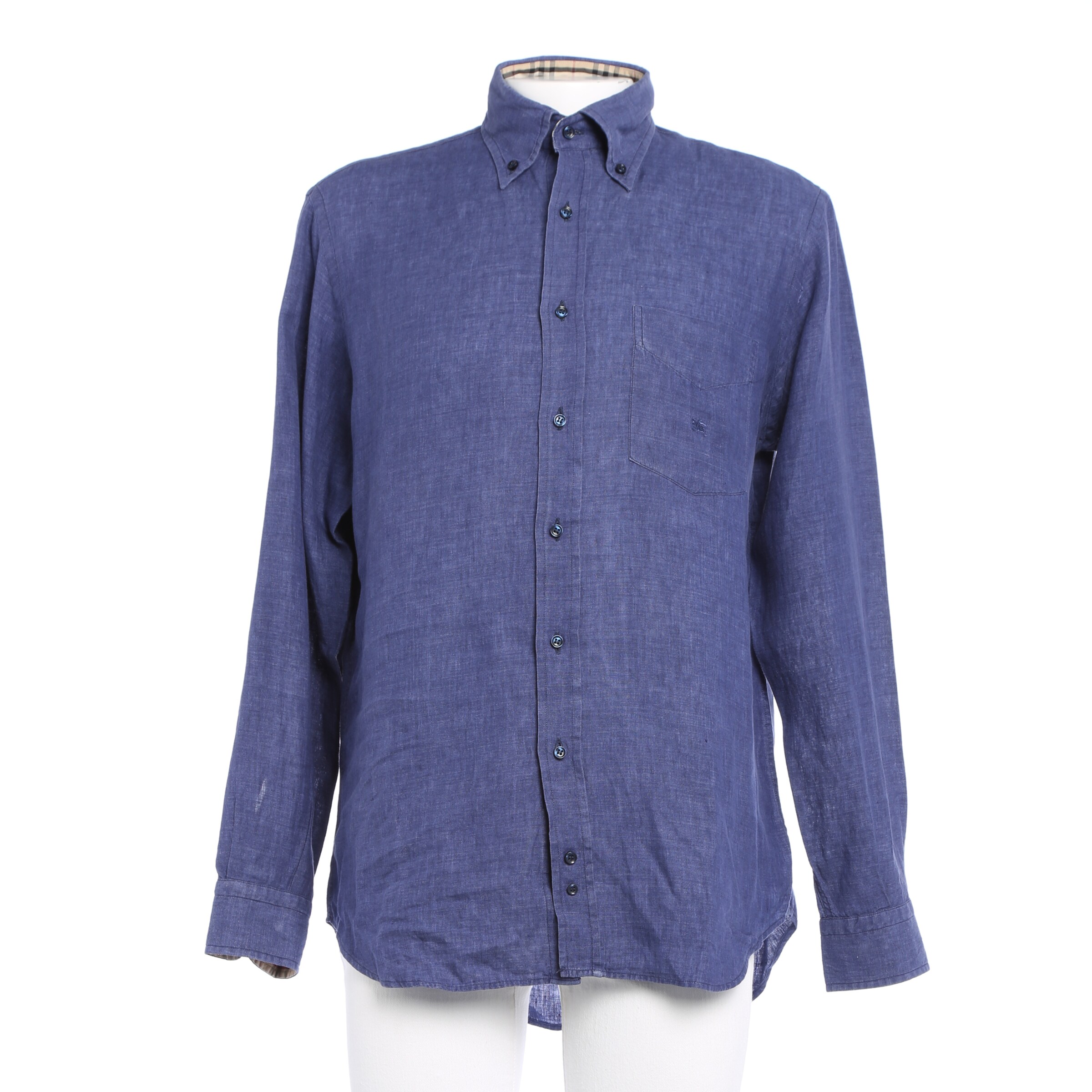 BURBERRY Button Up Shirt in M in Blue: front