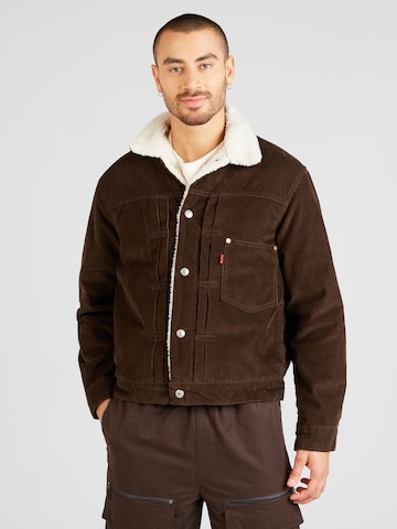 LEVI'S ® Tussenjas 'Type 1 Sherpa Trucker Corduroy Jacket' in Bruin: voorkant