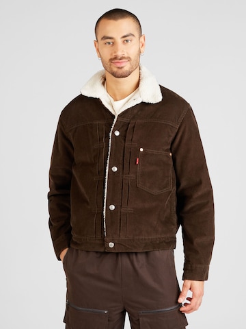 LEVI'S ® Overgangsjakke 'Type 1 Sherpa Trucker Corduroy Jacket' i brun: forside