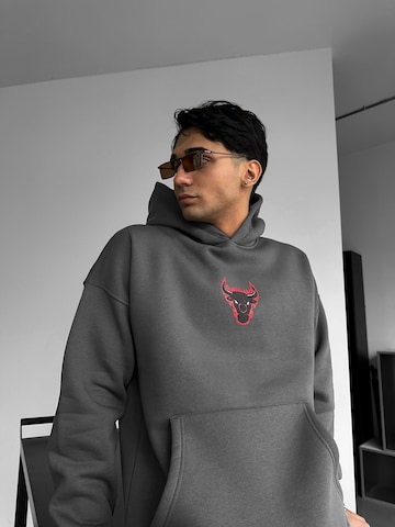 Kleidermafia Sweatshirt 'Oversize Bull Fearless Hoodie - Anthracite' in Grey