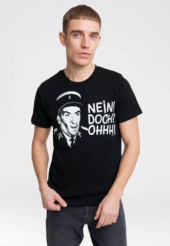 LOGOSHIRT T-Shirt 'Le Gendarme de Saint-Tropez - Nein! Doch! Ohhh!' in Schwarz: predná strana