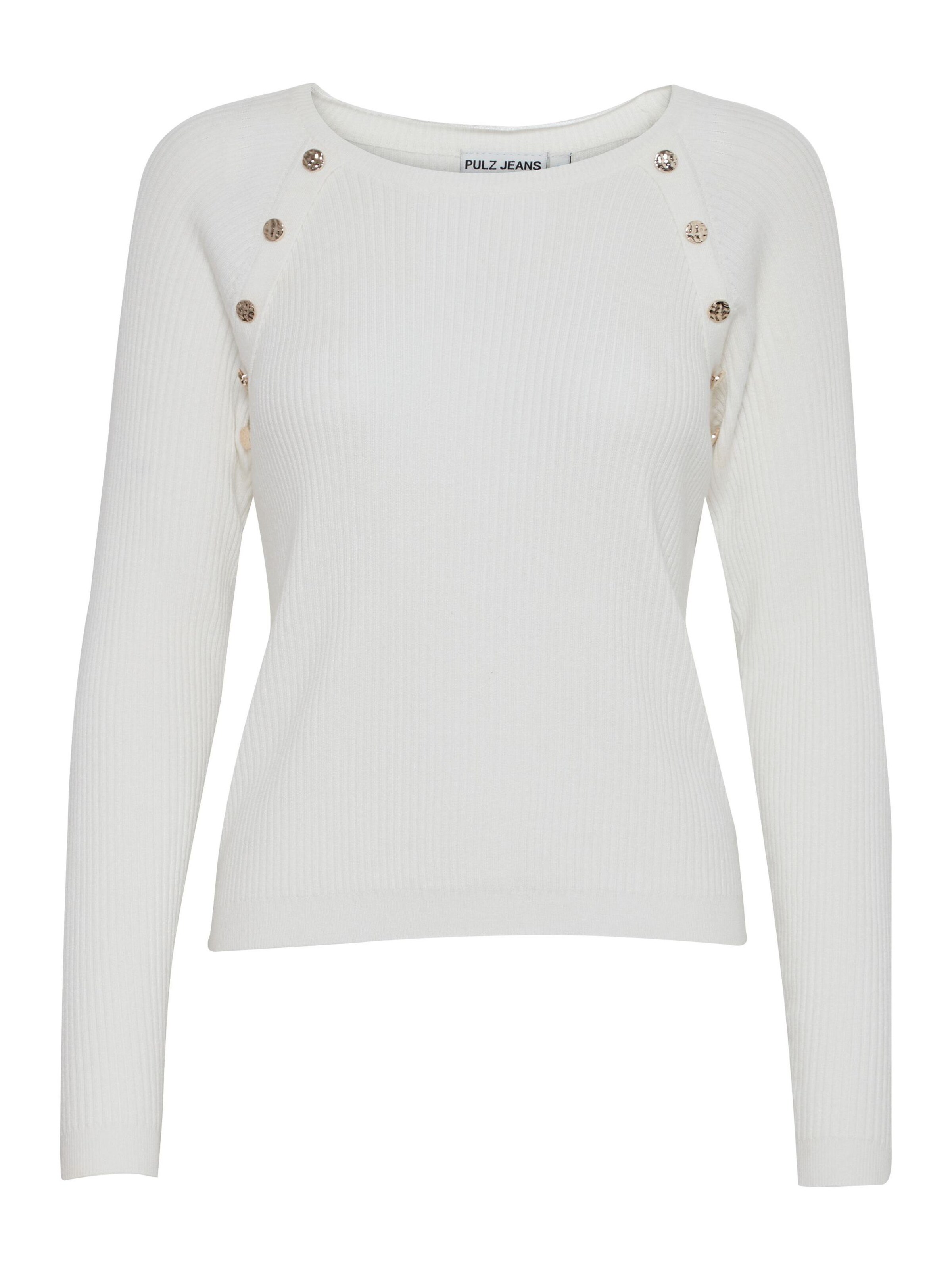 PULZ Jeans Pullover 'PZSara' in Weiß: Vorderseite