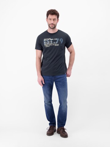 LERROS T-Shirt aus Baumwolle mit Brustprint in Blau