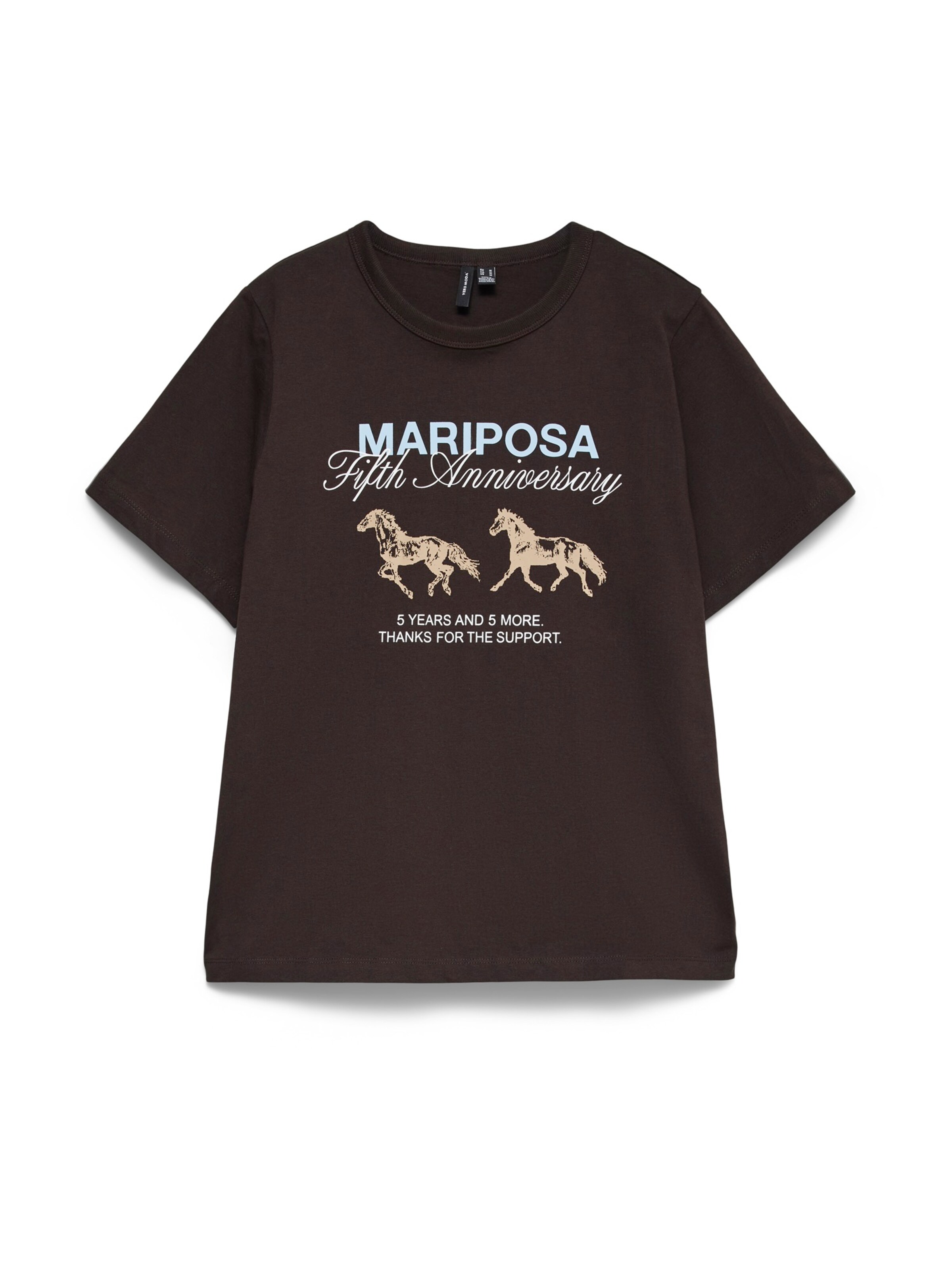 VERO MODA T-shirt 'VMBILDA ANITA' en XS en bleu pastel / cappuccino / brun foncé / blanc, Vue avec produit