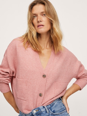 MANGO Knit Cardigan 'Canada' in Pink: front