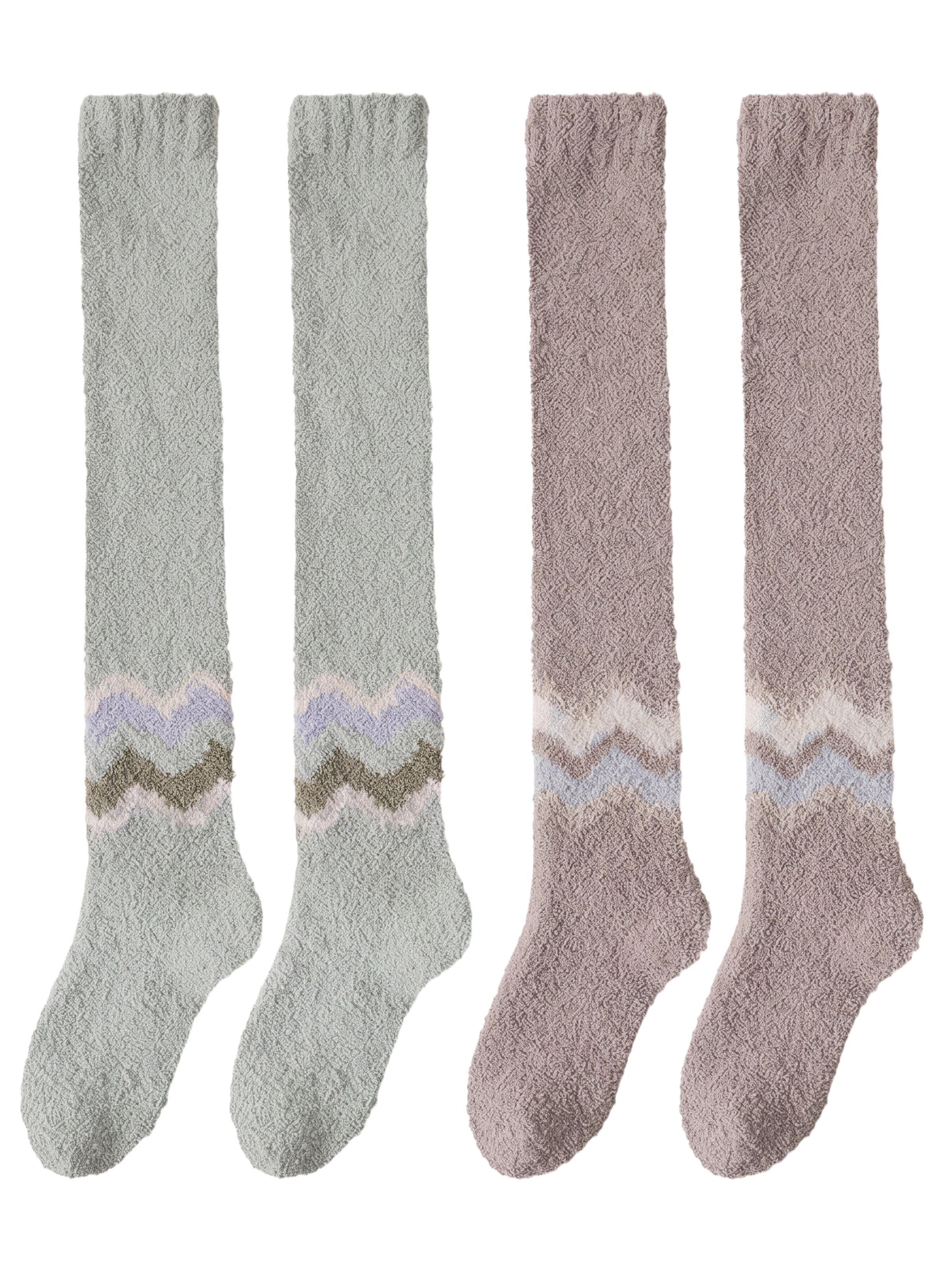 BONVERANO Over the Knee Socks in Brown: front