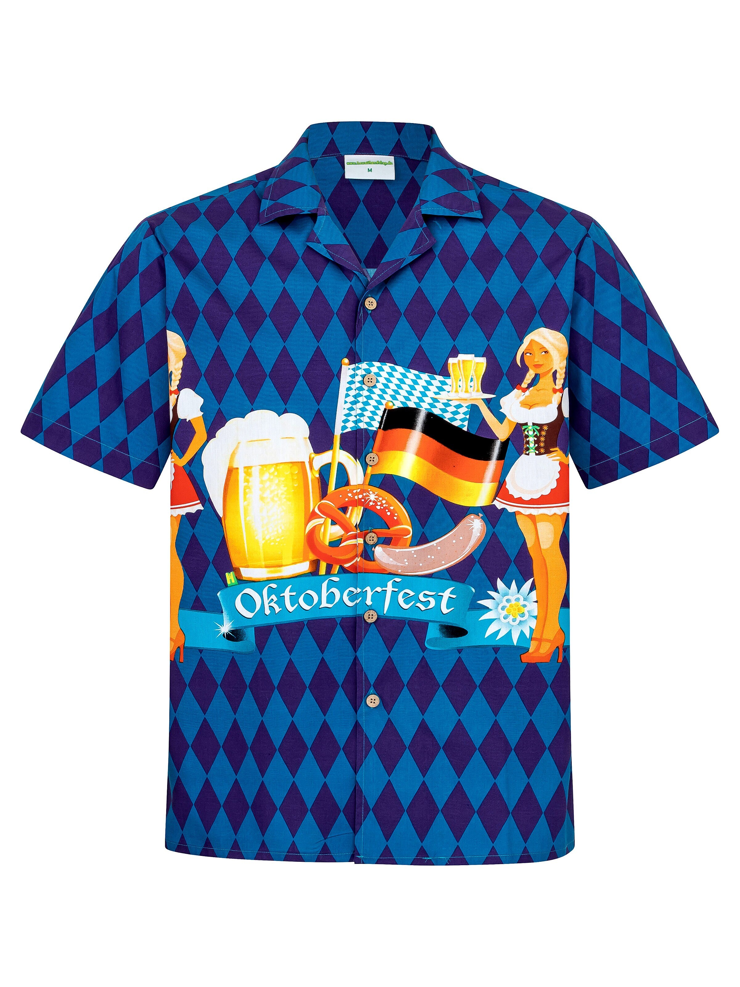 Hawaiihemdshop.de - Regular Fit Camisa 'Hawaiihemd Oktoberfest' em azul: frente