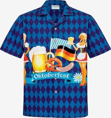 Hawaiihemdshop.deRegular Fit Košulja 'Hawaiihemd Oktoberfest' - plava boja: prednji dio