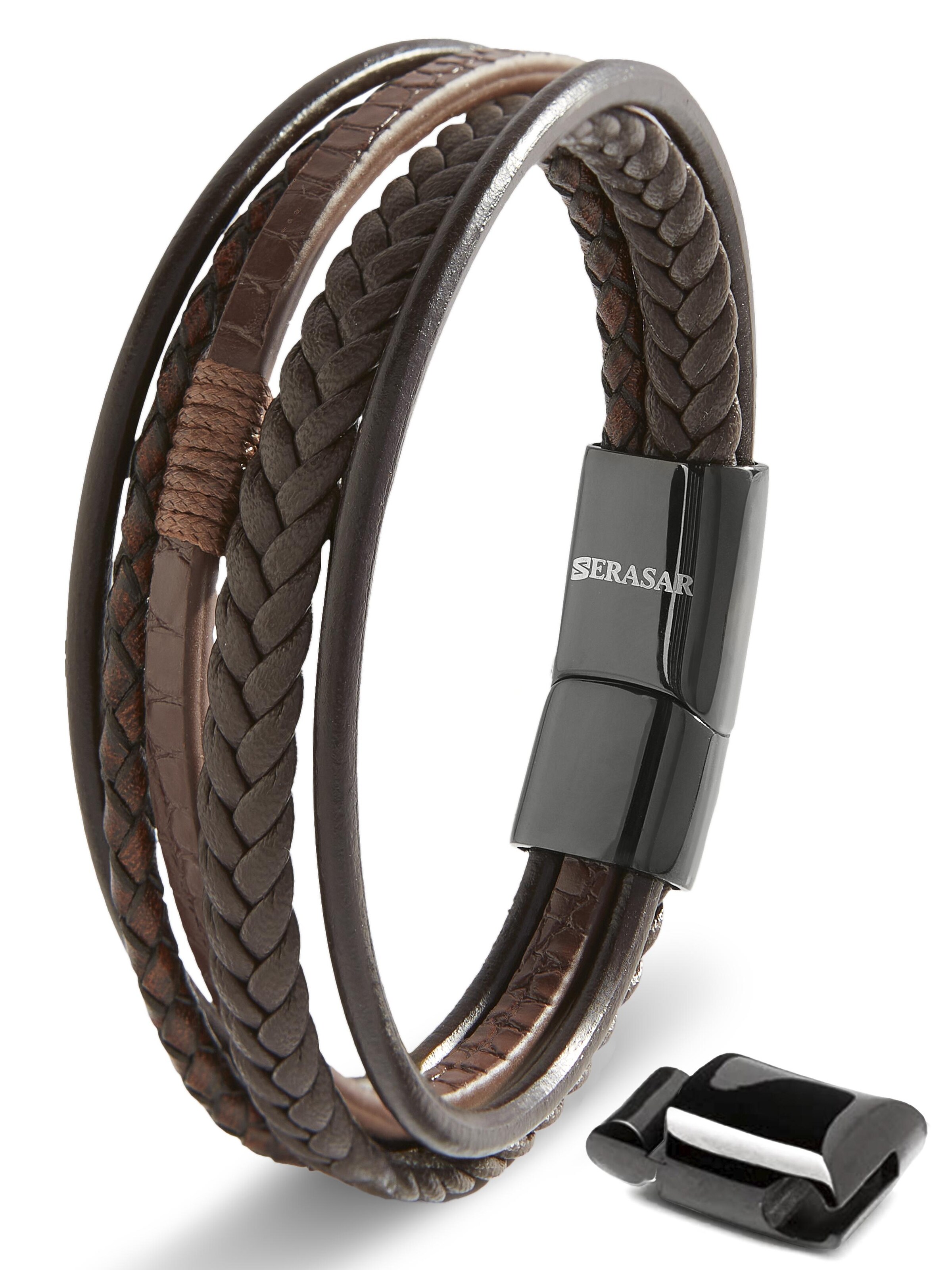 SERASAR Armband 'Wild'‌ in Braun: Vorderseite