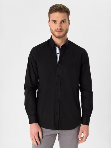 Dandalo Regular fit Button Up Shirt in Black: front