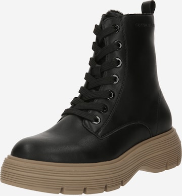 TOM TAILOR Lace-Up Ankle Boots in Black: front