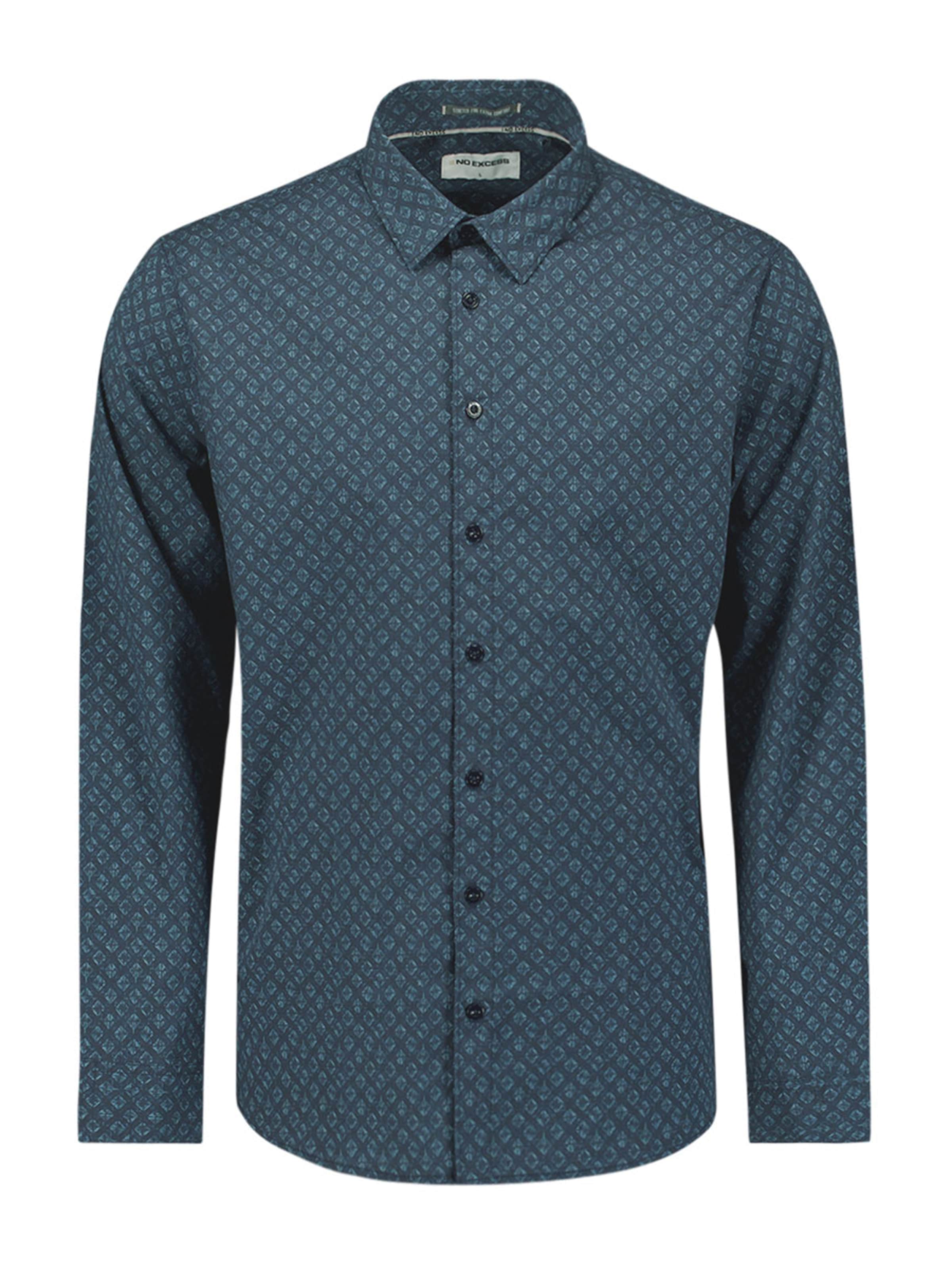 No Excess Regular fit Overhemd in Blauw: voorkant