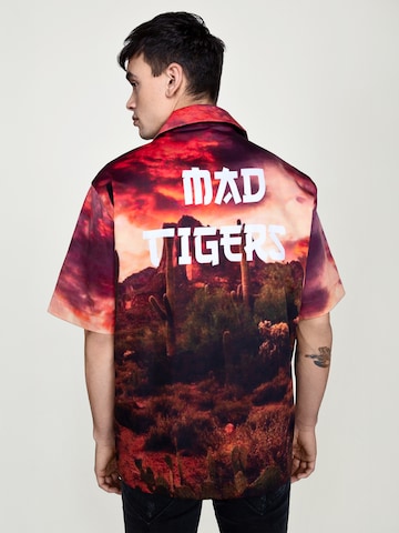MAD TIGERS Comfort fit Button Up Shirt 'CALI DESERT BOWLING' in Orange