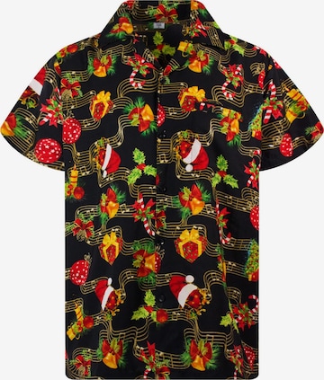 Camicia 'Christmas Music' di King Kameha in nero: frontale