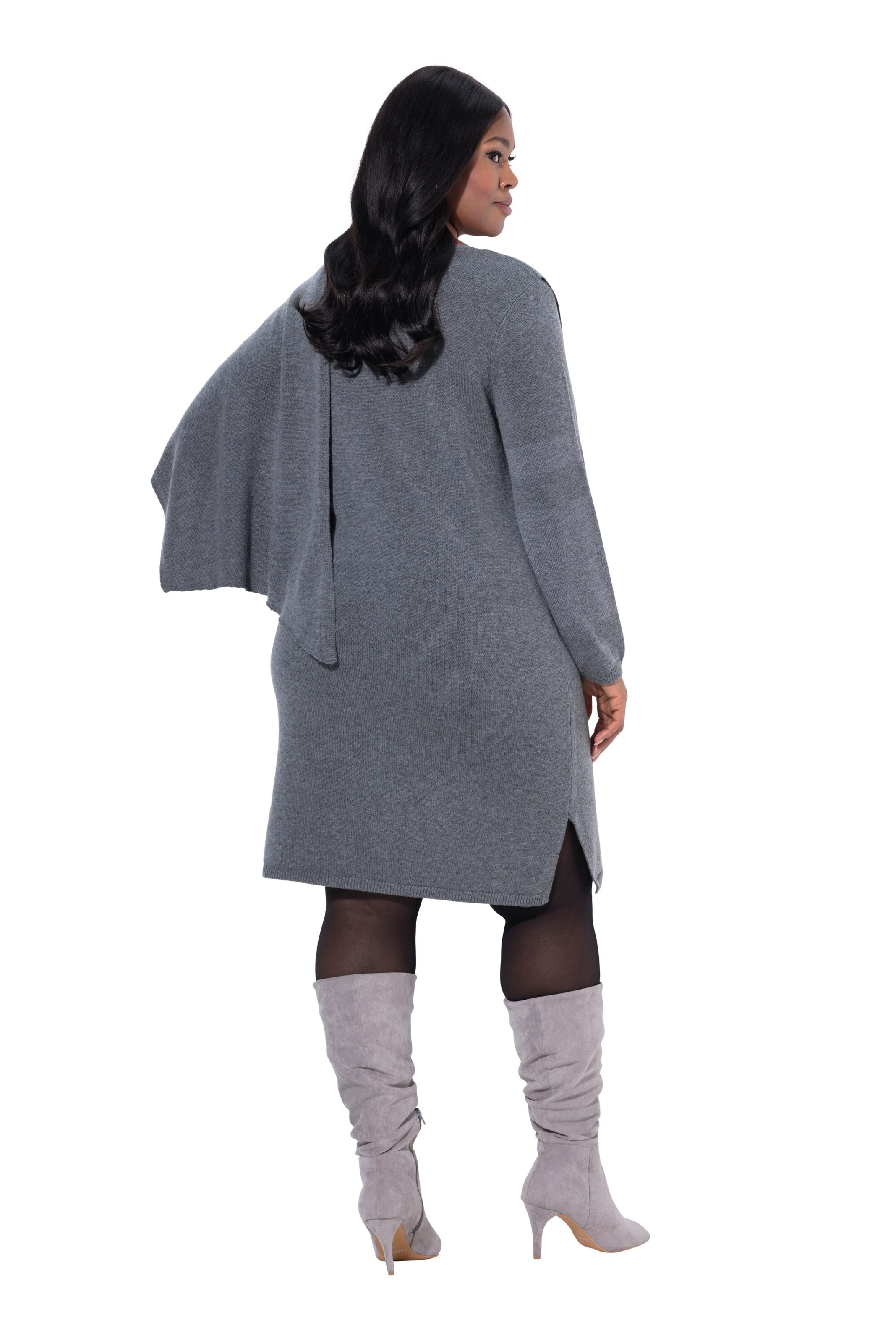 Ulla Popken Gebreide jurk in Grijs