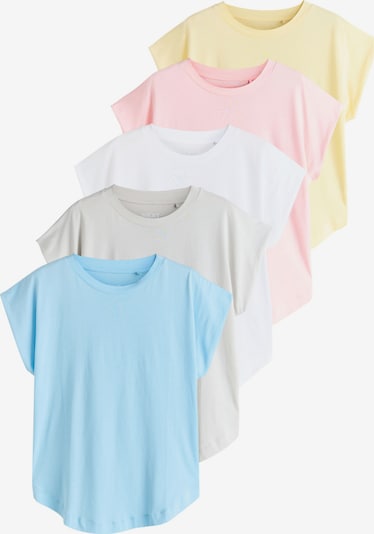 Marškinėliai iš Next, spalva – dangaus žydra / šviesiai geltona / šviesiai pilka / rožių spalva / balta, Prekių apžvalga