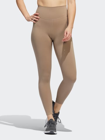 ADIDAS SPORTSWEAR Skinny Workout Pants in Brown: front