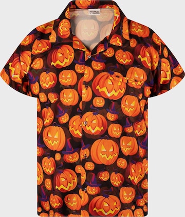 Maglietta 'Helloween Pumpkin Allover' di King Kameha in arancione: frontale