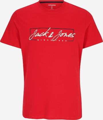 Jack & Jones Plus Тениска 'ZURI' в червено: отпред