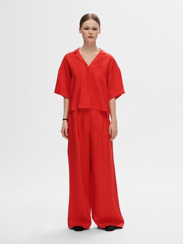 SELECTED FEMME Wide leg Pleat-front trousers 'Lyra' in Red