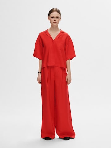 SELECTED FEMME Wide leg Pleat-Front Pants 'Lyra' in Red