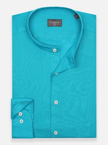 Slim fit Camicia business 'Caravaggio Linen Man Shirt Green' di 7Camicie in blu