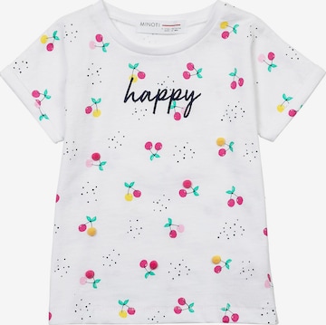 MINOTI Shirt 'HAPPY POM POMS' in Wit: voorkant