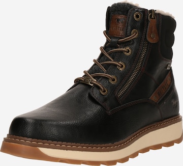 MUSTANG Šněrovací boty – černá: přední strana