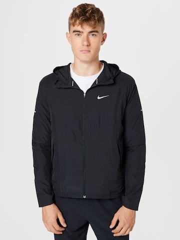 NIKE Athletic Jacket in Black: front