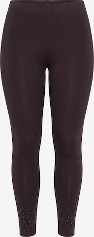 MIAMODA Skinny Leggings in Brown: front