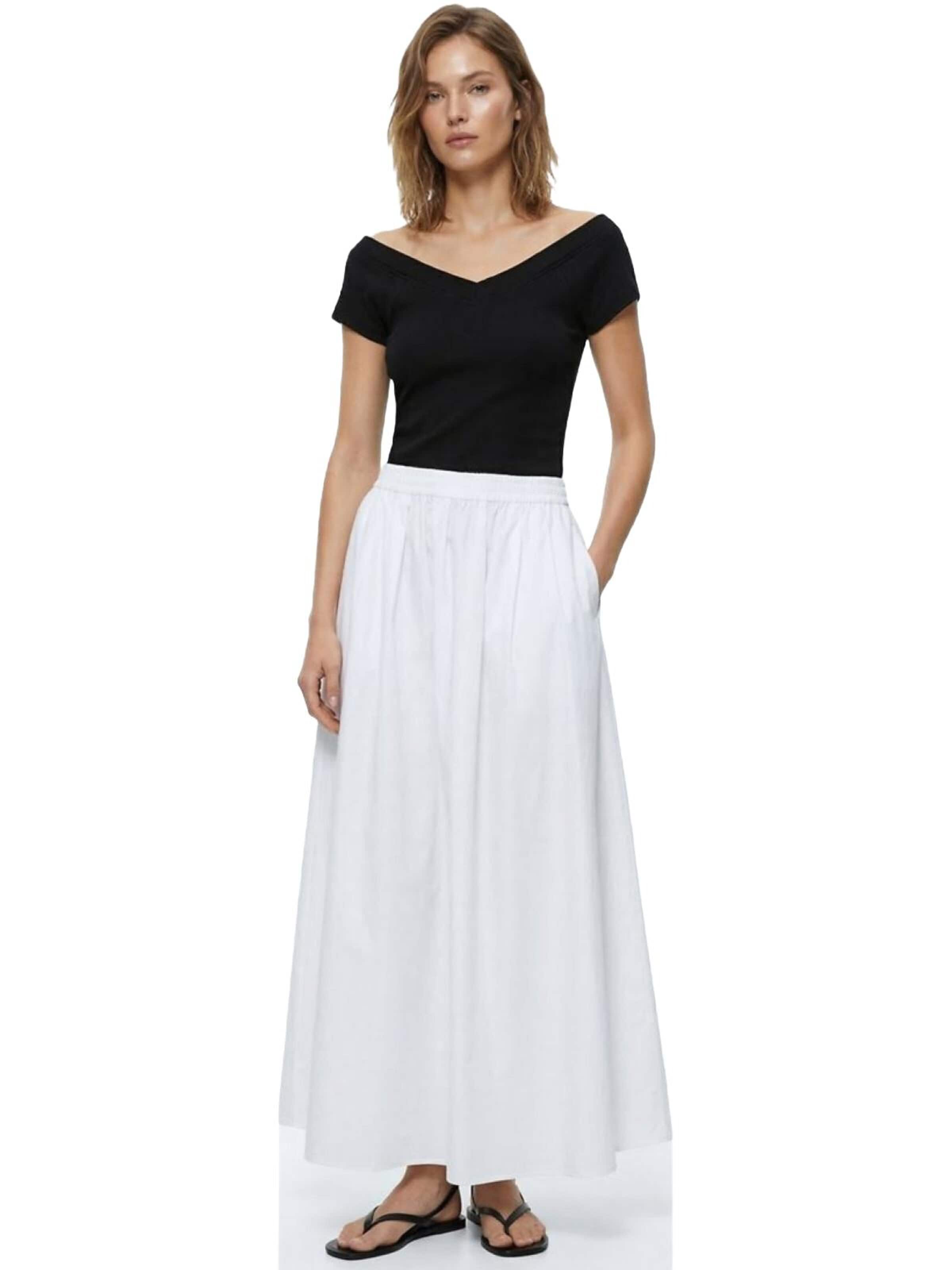 LTB Jeans Shirt 'LTB Jeans V-Ausschnitt Rippstrick-Top T-Shirt' in Zwart: voorkant