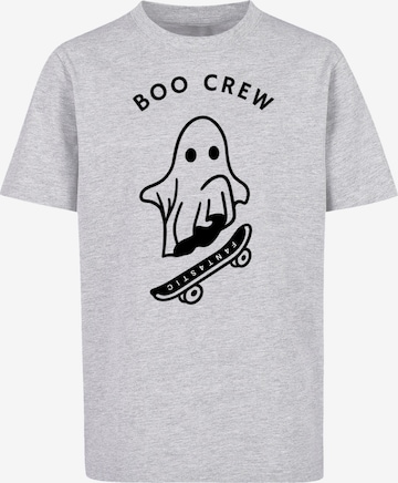 F4NT4STIC Shirt 'Boo Crew Halloween' in Grijs: voorkant