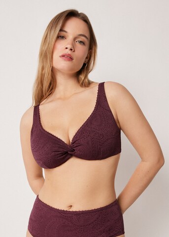 CALZEDONIA T-Shirt Bikinitop 'Precious Jacquard' in Rot