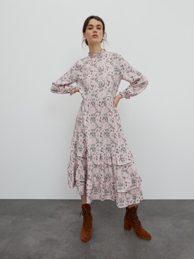 EDITED Kleid 'Pauletta' in grün / hellpink, Modelansicht