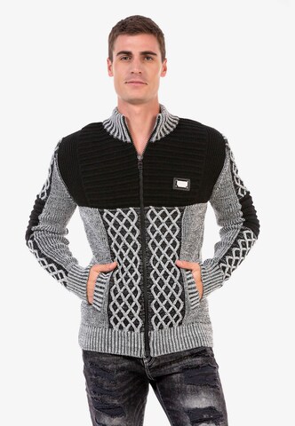 CIPO & BAXX Knit Cardigan in Grey: front