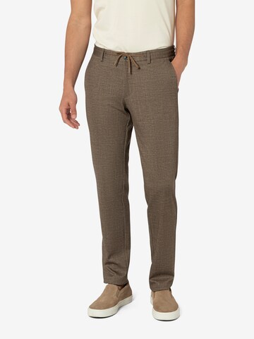 Coupe slim Pantalon 'SEGESTA' BENVENUTO en marron : devant