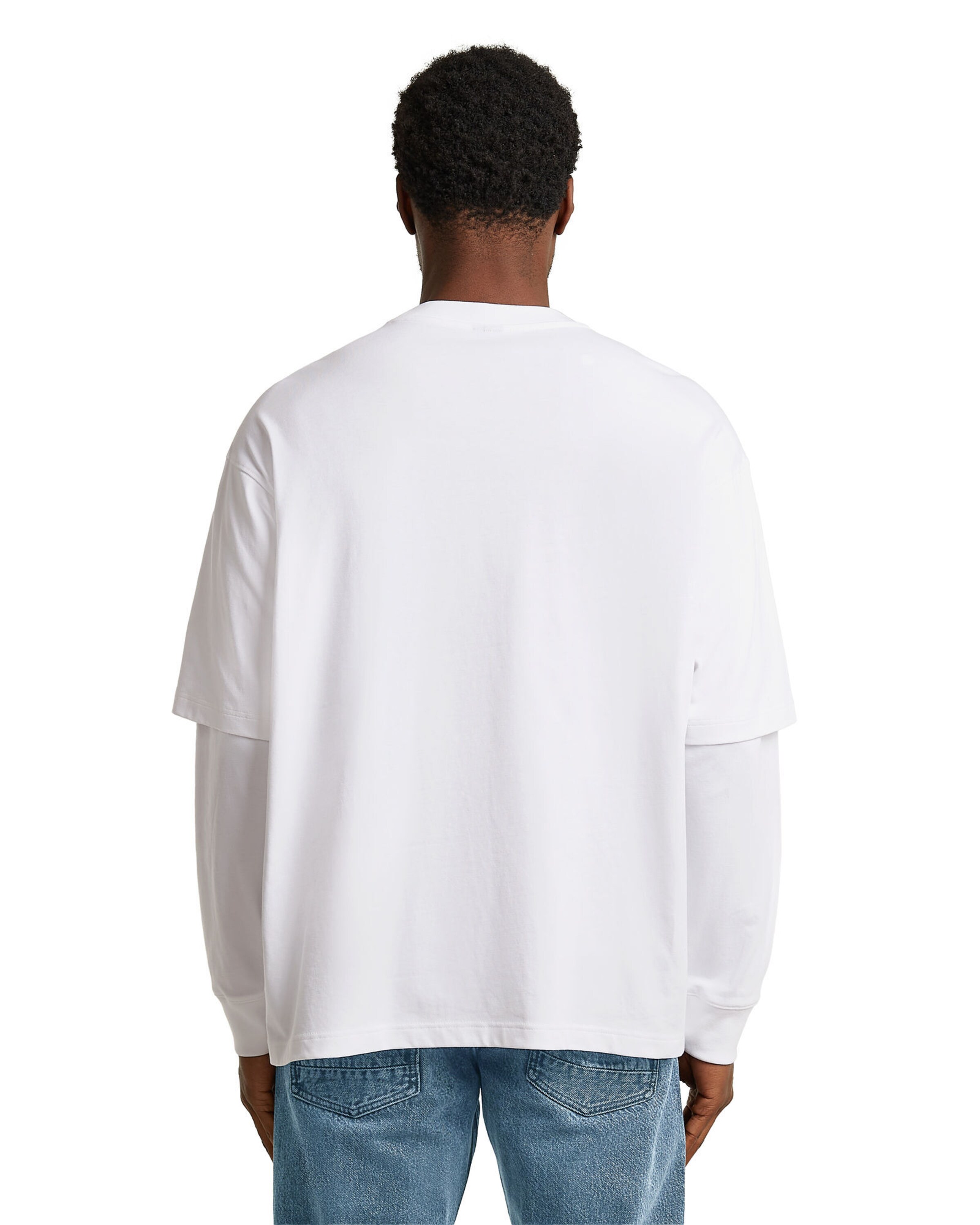 G-STAR T-Shirt - 'Double Sleeve Loose' in Weiß