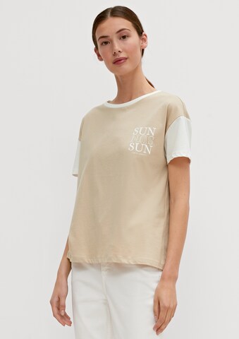 comma casual identity T-shirt i beige: framsida