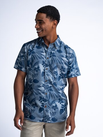 Petrol Industries Regular fit Overhemd 'Palmlust' in Blauw: voorkant