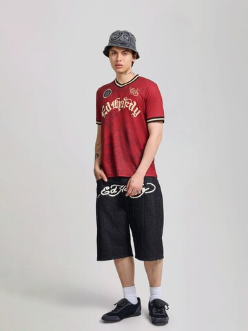 Ed Hardy Shirt 'Soaring Dragon Football' in Rood