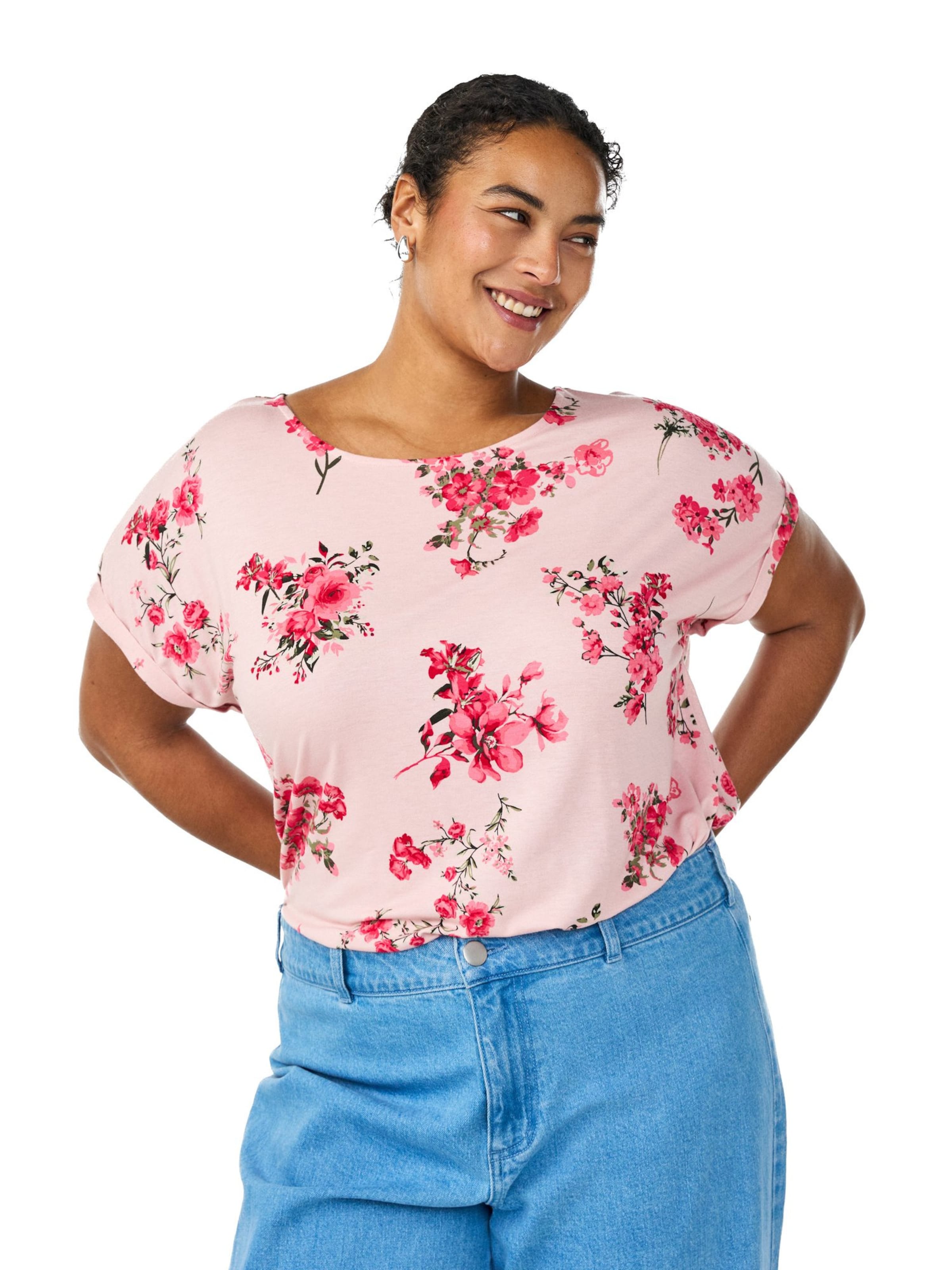 Zizzi T-Shirt 'Vmalis' in Pink: Vorderseite