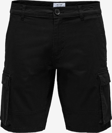 Only & Sons Regular Cargo Pants 'Cam Stage' in Black: front