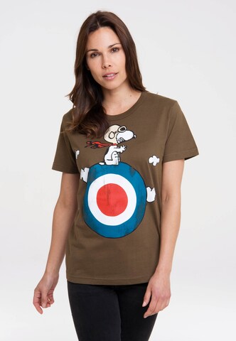 LOGOSHIRT T-Shirt 'Peanuts - Snoopy' in Grün: predná strana