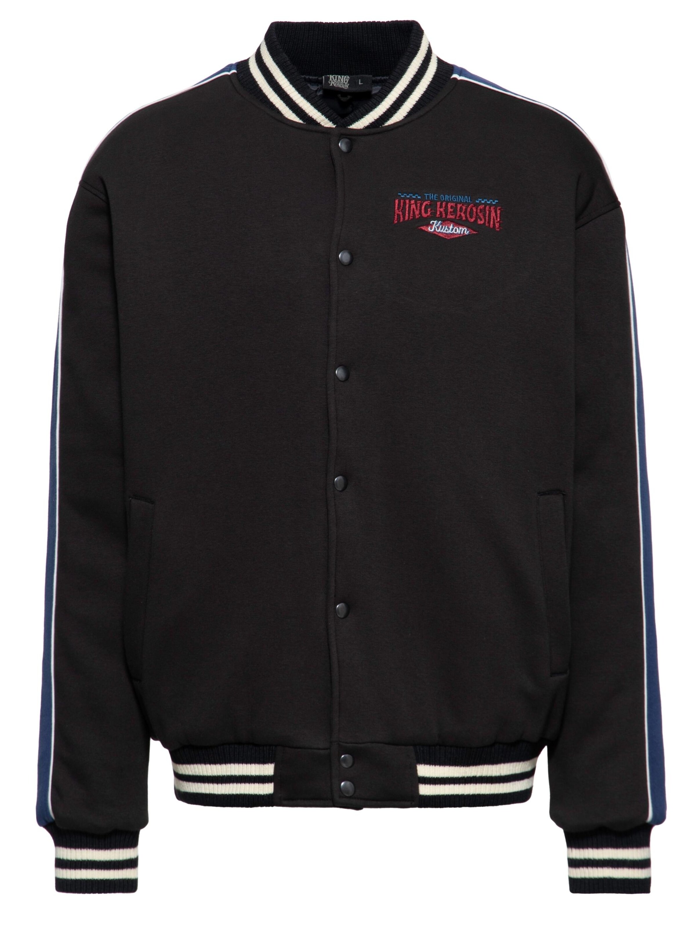 King Kerosin Between-Season Jacket 'Genuine Equipment' in Black: front