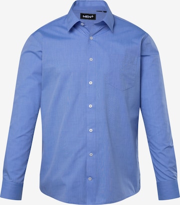 Men Plus Button Up Shirt in Blue: front