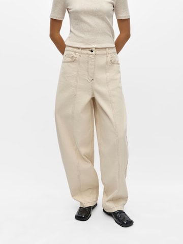 OBJECT Barrel Jeans 'OBJRabea' in Beige: front