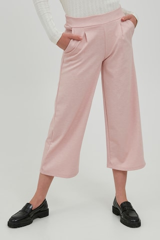 ICHI Wide leg Pleat-Front Pants 'KATE' in Pink: front