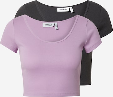 T-shirt WEEKDAY en violet : devant